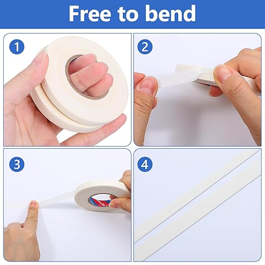 Sibba 2Pcs White Art Tape for Watercolor Paper, Masking Drafting Tape for Painting, Canvas Framing Artist Tapes for Fixing Paper, Medium Tack Removable Acid-Free