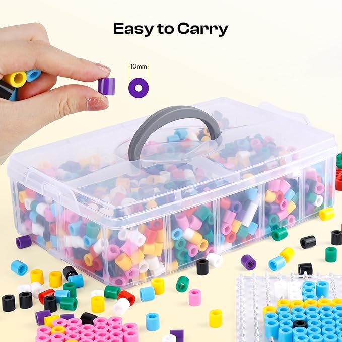 caydo 10mm large fuse bead kit, 8 colors melty beads with storage box for craft, xl iron beads set including 2 pegboards, ironing paper for art and craft project, birthday