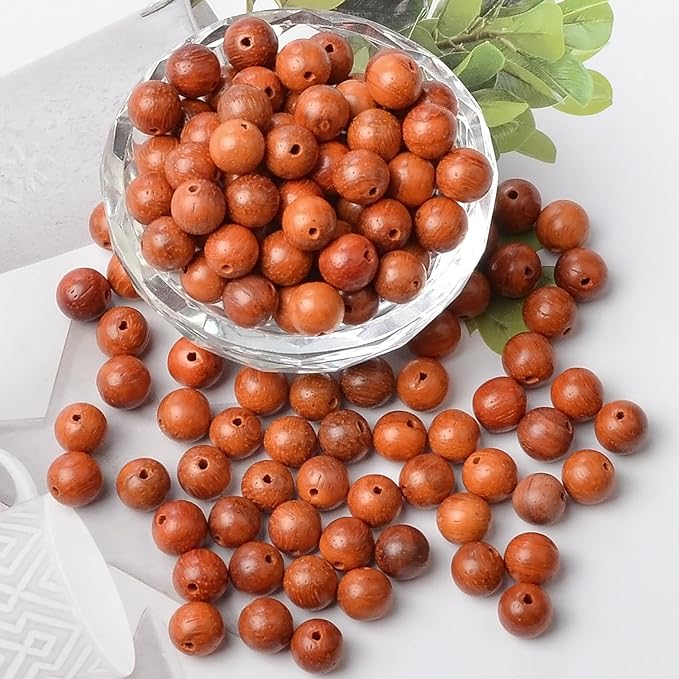 6mm Massive Beads Natural Wooden Round Loose Beads Jewelry Making with Thread 200 PCS(Padouk, 6mm)