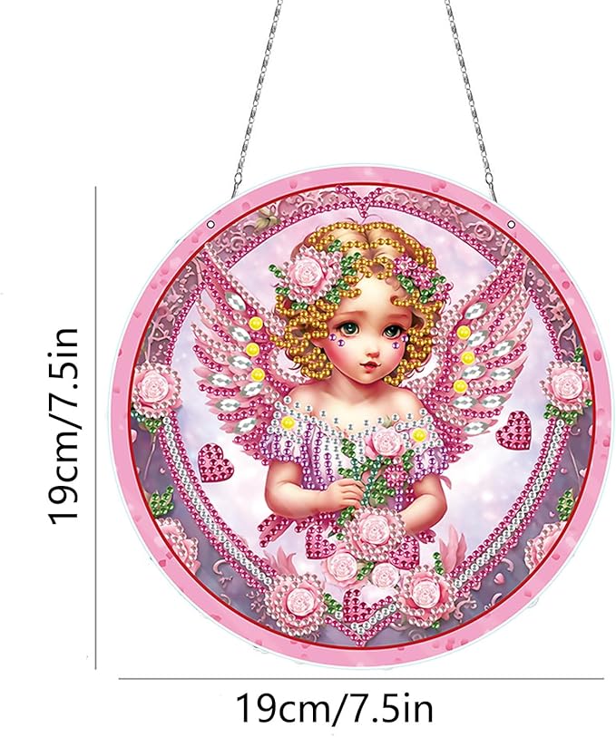 Generic DIY Hanging Diamond Pendant Special Shaped Crystal Diamond Art Painting Ornament Single Sided for Window Home Garden Wall Door Decor-Fairy