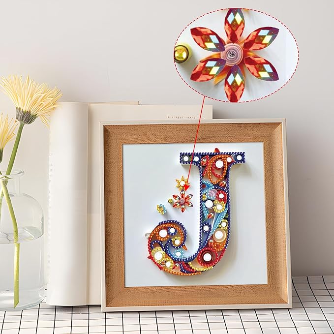 MVVMTOP Diamond Painting Kit, 5D DIY Letter J, Special Shape Crystal Artificial Diamond Art Partial Mosaic Handicraft for Beginners, Wall Decor Gift for Bedroom, Office, Living Room 6.7x6.7in
