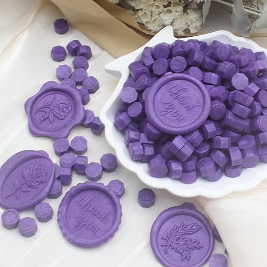 andotopee premium purple wax seal beads - 600pcs octagon wax pellets refill pack for wedding invitations, letter seals, diy crafts
