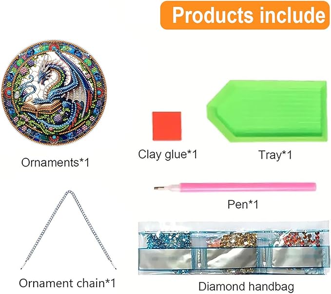 GOUOYANA Diamond Art Hanging Kit for Adult,Special Shaped Rhinestone,DIY Acrylic 5D Diamond Art Painting Window Pendants Home Garden Wall Hanging Kits Hanging Ornament,Double Sided. (Dragon)