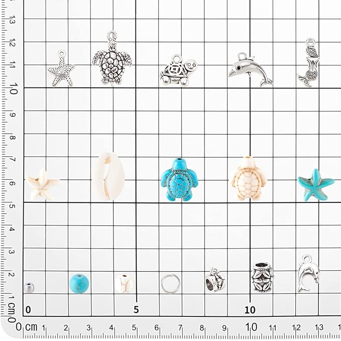 PH PandaHall 292pcs Turquoise Jewelry Making, Boho Ocean Beach Shell Bead Charms Starfish Mermaid Turtle Beads Summer Sea Dangle Pendant for Gift Bracelet Necklace Earring Anklet Craft Jewelry Making