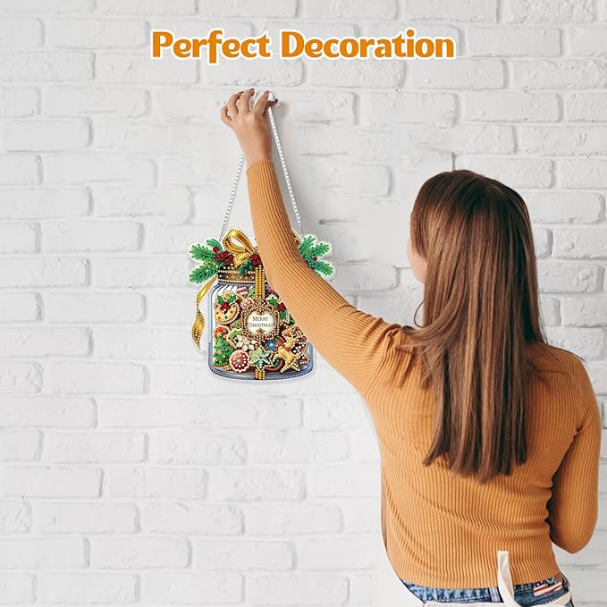 GHHKUD Hanging Diamond Art Christmas Pendants Kits, DIY Hanging Decoration Double Sided Bottle Gifts Diamond Pinting Ornaments for Adults Kids Gifts for Home Decor