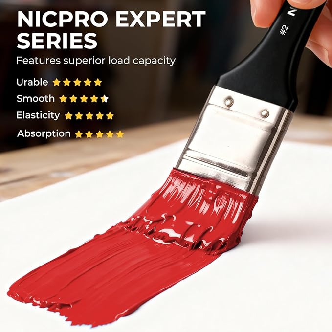 Nicpro 26pcs Paint Brush Set, Professional Paintbrushes with Palette Knife, Craft Paint Brushes for Acrylic Painting, Oil, Watercolor, Gouache & Canvas, Drawing & Art Supplies for Adults, Artists Gift
