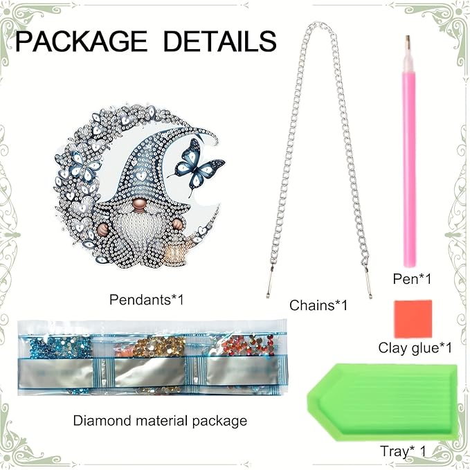 Diamond Art Painting Hanging Pendant, DIY Moon Dwarf 5D Special Shape Crystal Diamond Art Partial Mosaic Making Craft Wreath Ornaments, Home wall decor window decoration Handmade Christmas Gift