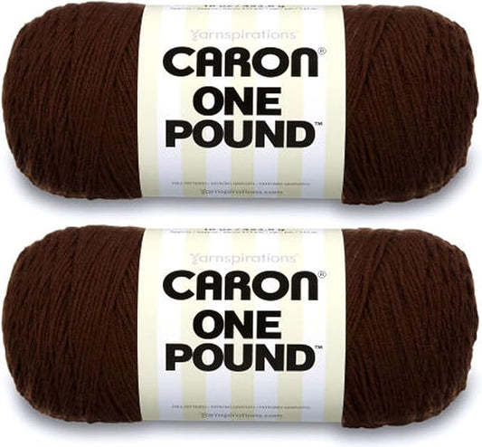 Caron One Pound Espresso Yarn - 2 Pack of 454g/16oz - Acrylic - 4 Medium (Worsted) - 812 Yards - Knitting/Crochet