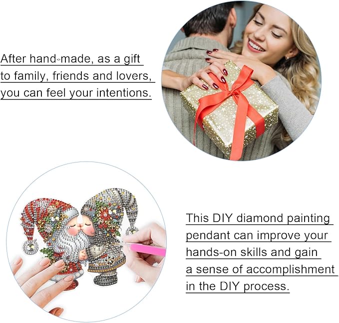 JISHSHAY 2 PCS Diamond Painting Pendant Gnome Dwarf Diamond Art Wind Chimes Special Shaped Crystal Crystal Suncatcher Diamond Art Ornaments Diamond Painting Hanging for Garden Wall Door Window Decor