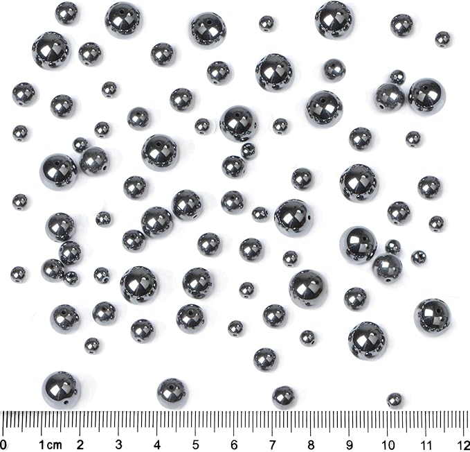 bymitel 4mm natural hematite metallic round beads gemstones genuine with 210pcs diy jewelry making unisex (4mm 210pcs, hematite)