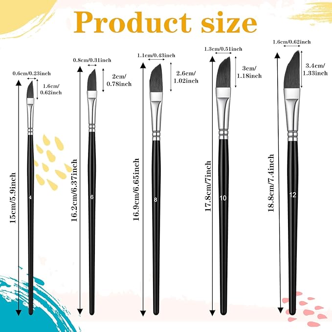 Sibba 5PCS Pinstriping Brush Set Professional Dagger Striper Brush Oil & Watercolor Striping Detail Paint Brushes, Art Paintbrushes Texture Brushes for Acrylic Painting, Fine Lines, Paint by Number