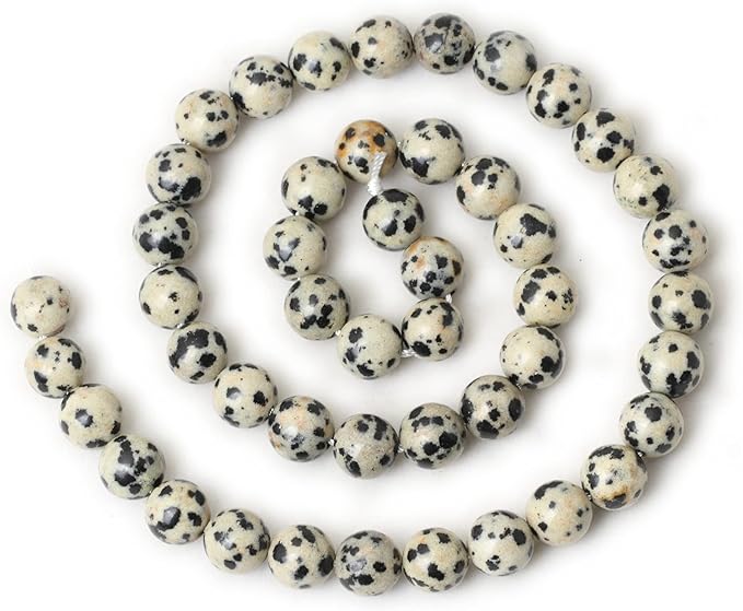 cheavian 45pcs 8mm natural dalmatian stone round loose beads for jewelry making diy findings 1 strand 15"
