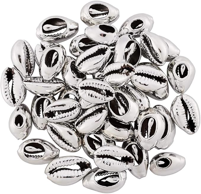 Cheriswelry 50pcs Platinum Electroplated Shell Beads Cowrie Shells Spiral Sea Shell Summer Beach Loose Spacer Beads for Bracelet Craft Jewelry Making Fish Tanks Home Decoration 15~20mm