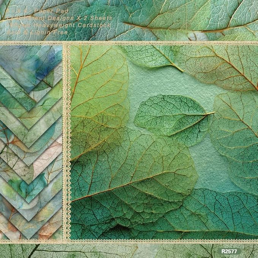 24 Sheets Green Leaves Scrapbook Paper 6'' × 6'' Single-Sided Pattern Paper Decorative Decoupage for DIY Card Craft Making Scrapbook Supplies