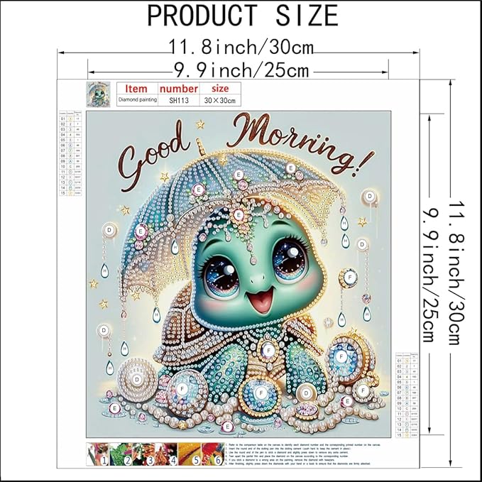SHICERNHJ Sea Turtle 5D Diamond Art Kits for Adults,Special Shape Diamond Painting Kits for Cartoon Turtle,DIY Crystal Rhinestone Diamond Dots and Crafts for Adults Home Wall Decor 12 X 12inch
