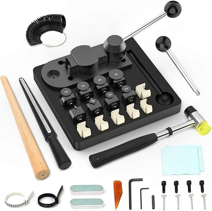 JAZORR Ring Bending Tool, Ring Bender with Nylon Dies Ring Making Tool, Ring Measurement Tool, Multi-Functional Ring Earring Bending Tool Jewelry Making Tool