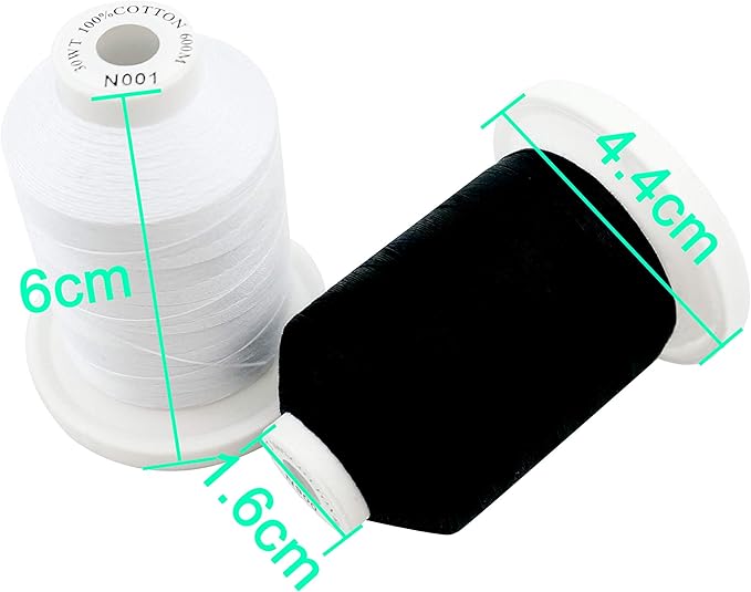 New brothread - 18 Options - Multi-Purpose 100% Mercerized Cotton Threads 50S/3 600M(660Y) Each Spool for Quilting, Serger, Sewing and Embroidery - 5 White+5 Black Colors