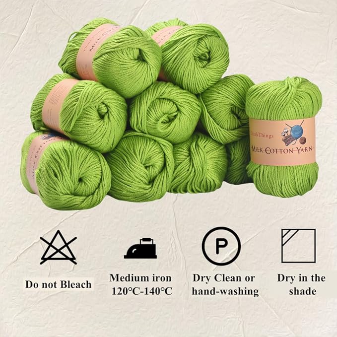 Acrylic Yarn for Crocheting Hand Knitting Crochet Thread Green Cotton Yarn 10Balls Pack 17.6Ounces Green Yarn for Beginner