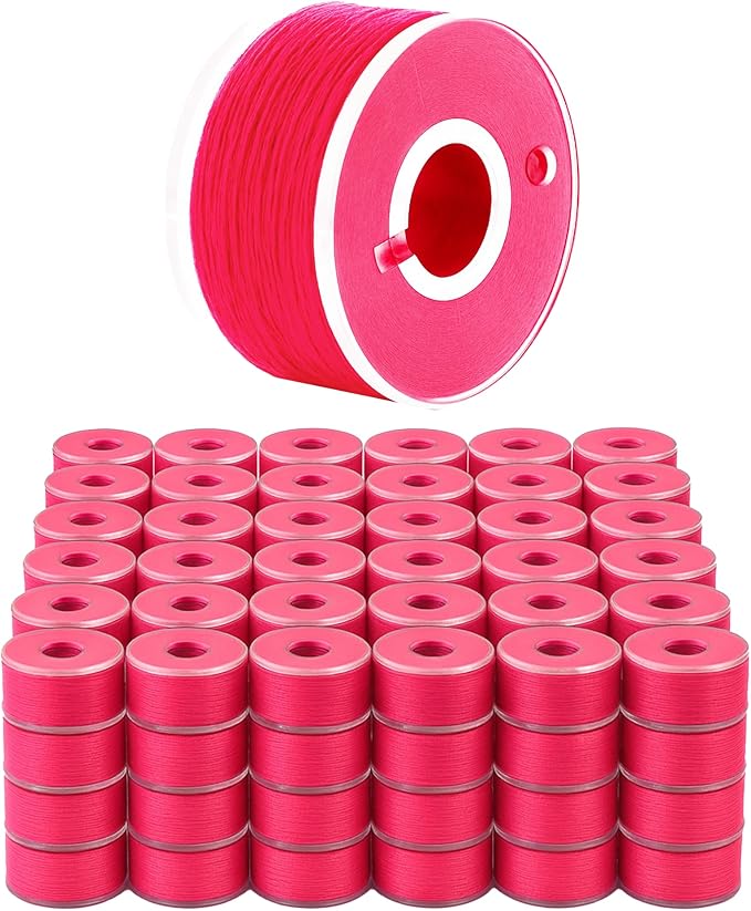 Mandala Crafts 144 Hot Pink SA156 Prewound Bobbins for Singer Sewing Machine -15J SA156 Prefilled Bobbin Thread for Brother Sewing Machine and Embroidery