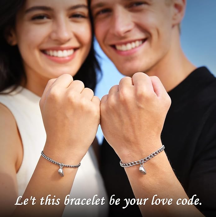 Permanent Couples Matching Bracelets Kit - DIY Bracelet Set Cuban Adjustable Link Bracelets Gifts for Boyfriend, Valentines Day Gifts for Him Her Matching Bracelets Unique Jewelry Gift for Anniversary Birthday