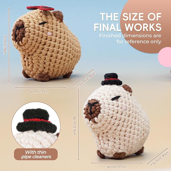 LUDOTEK Crochet Kit for Beginners, Crochet Animal Kits,Crocheting Kit for Starters with Step-by-Step Video Tutorials, Beginner Crochet Kits for Adults(Sitting Capybara)