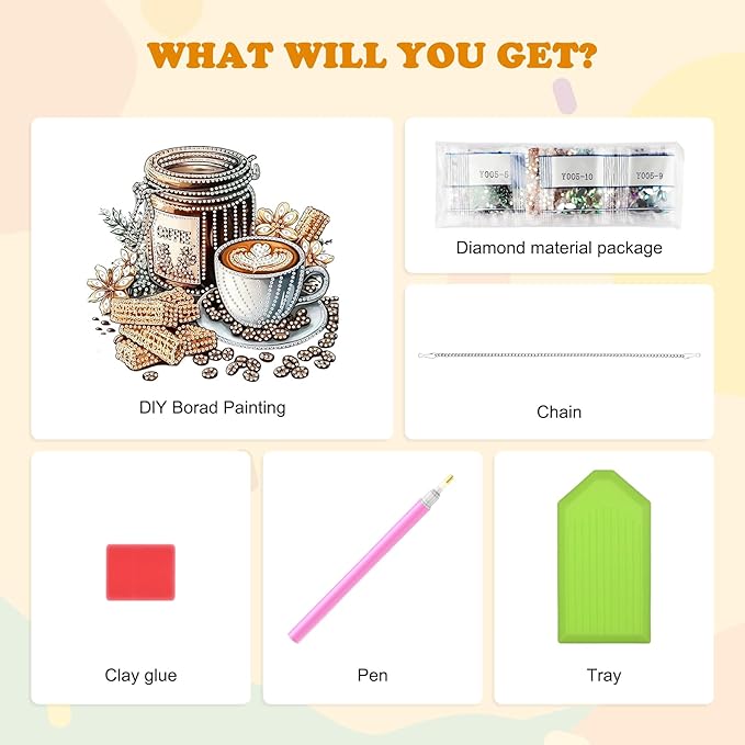 HEIBAGO Diamond Art Hanging Kits for Adults Kids, Hanging Diamond Art Fall, 5D Special Shaped Crystal Diamond Painting Kit Coffee, DIY Pattern Window Pendant for Home Wall Decor 8.3x8.3Inch