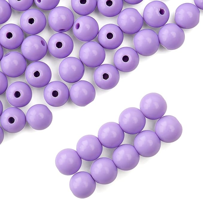bonny boxx 1000pcs 6mm smooth light purple acrylic round beads, plastic resin bubblegum balls chunky gumball beads for necklace and bracelet making, crafting supplies