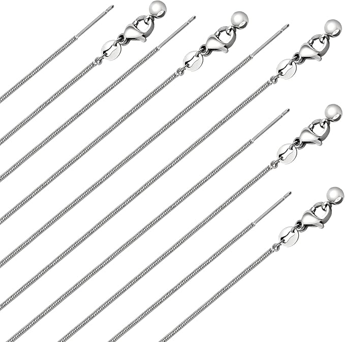 10Pcs Stainless Steel Round Snake Adjustable Chain Bulk for Jewelry Making 1mm Necklaces Chains for Women Personalized Jewelry