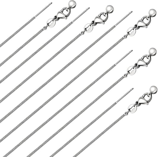 10Pcs Stainless Steel Round Snake Adjustable Chain Bulk for Jewelry Making 1mm Necklaces Chains for Women Personalized Jewelry