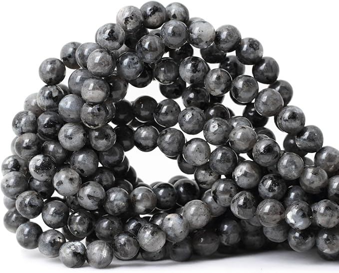 cheavian 45pcs 8mm natural black labradorite gemstone round loose beads crystal energy stone for diy jewelry making 1 strand 15"