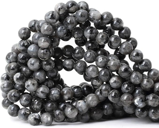 cheavian 45pcs 8mm natural black labradorite gemstone round loose beads crystal energy stone for diy jewelry making 1 strand 15"