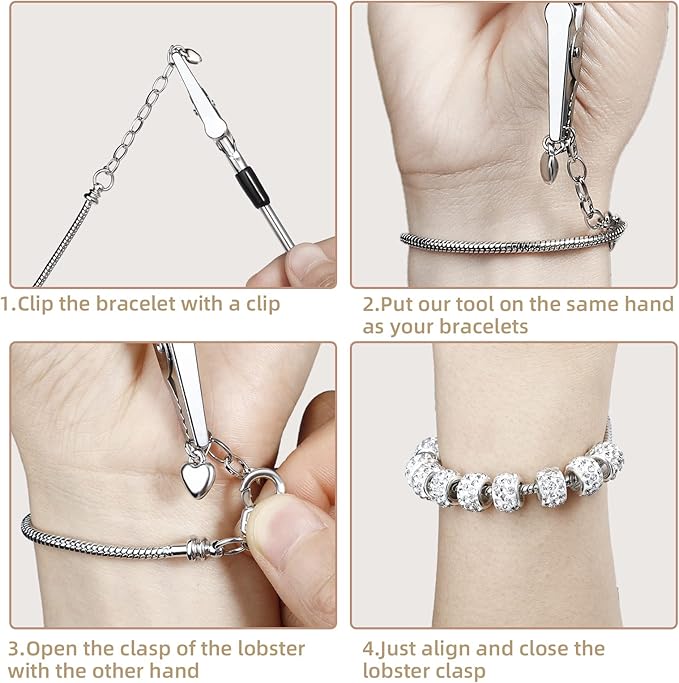 20 Pieces Snake Chain Charm Bracelet with Bracelet Helper Adjustable Snake Charm Bracelet Chains with Heart Lobster Clasp Extender Chain DIY Bracelet Chain for Women Jewelry Making Gifts Supplies