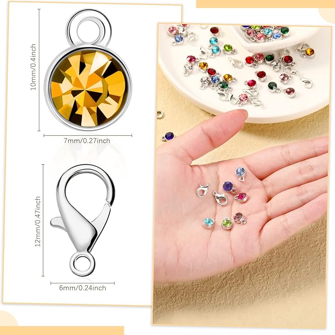 Sureio 120 Pcs Birthstone Charms for Jewelry Making Handmade DIY Crystal Birthstone Beads Bling Round Charms Bracelet Enamel for Birthday Jewelry Making Earrings Accessory (Multiple Color)