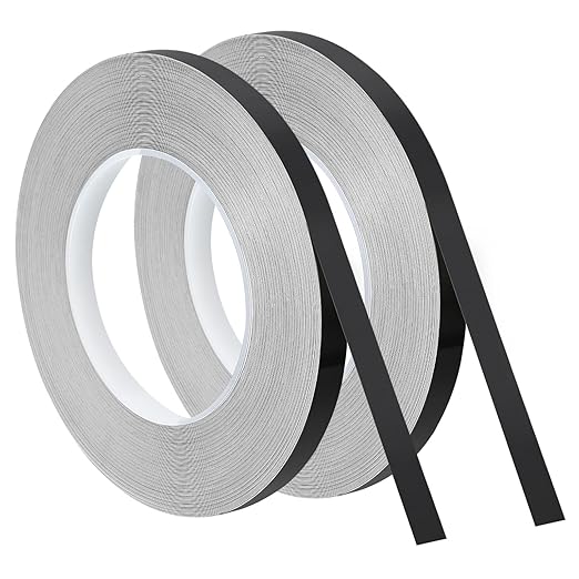 uxcell Metallic Tape, 0.39 in x 164 ft Self Adhesive Metalized Polyester Film Tape Waterproof Shiny Washi Tape for Wall Graphic Arts Gifts Wrapping Crafts Decoration, Gloss Black, 2 Pcs