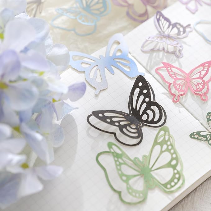 138 PCS Vintage 3D Hollowed Flower Butterfly and Window Frame Stickers, Creative Scrapbook Stickers for DIY Diary Junk Journal Handbook Journaling Scrapbooking Supplies Kit Pop-up
