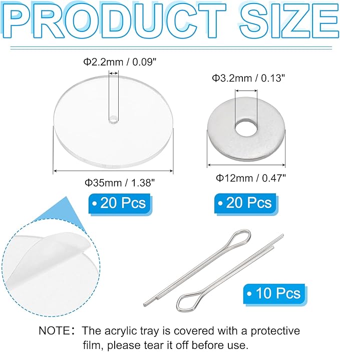 PATIKIL 35mm Doll Joints, 10 Set Removable Cotter Pin Joints Connector and Acrylic Tray for Bear Limbs Making Head Joints DIY Crafts Accessories