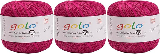 golo 3 Balls Crochet Thread Size 30 Embroidery Thread Yarn for Hand Kniting Yarn for Tatting 045