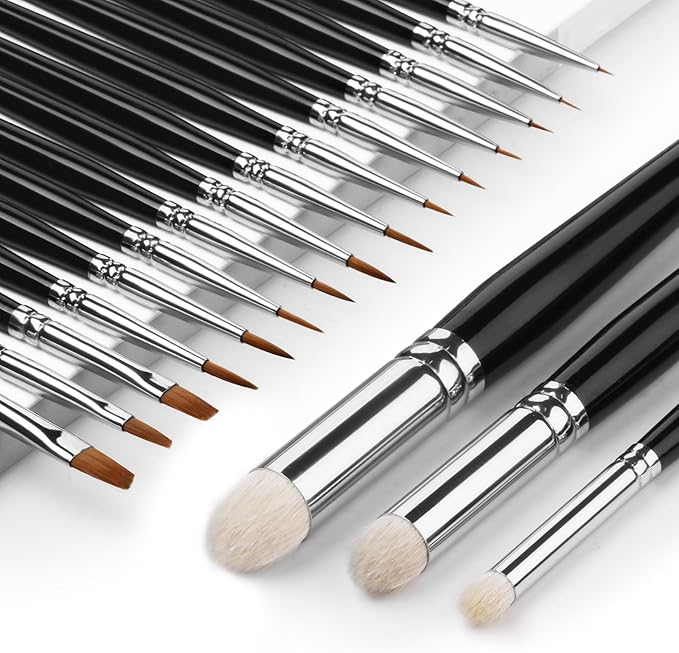 Miniature Model Paint Brushes Drybrush Set 18pcs for Effect, Fine Tip Model Painting - Professional Dry Brush Detail Paint Brushes for Miniature Acrylic, Watercolor, Oil Painting