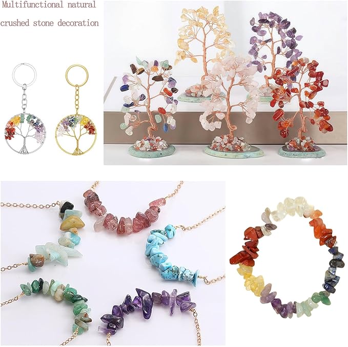 ZHIYUXI Natural Stone Beads for Jewelry Making Gemstone Crystal Beads with Beading Wire Earring Ring DIY Making 1600PCS 20Colors