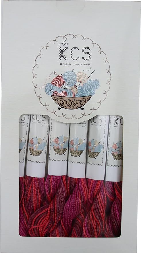 KCS Big skeins of 25 Meters Size 25 Color Variegated Cross Stitch Stranded Threads,6 skeins,4210