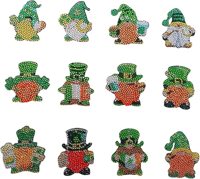 Gnomes Diamond Art Kits Ornaments for Adults 12 Pcs 5D DIY Diamond Painting Keychain Kits Gifts for Girls Boys Women Men