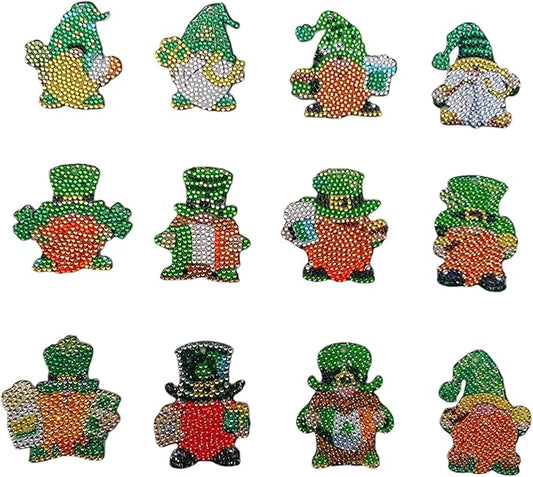 Gnomes Diamond Art Kits Ornaments for Adults 12 Pcs 5D DIY Diamond Painting Keychain Kits Gifts for Girls Boys Women Men