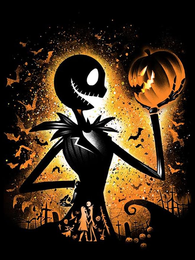 Youtheart Painting with Diamonds Jack Sally Diamond Art Skellington, 5D Full Drill Cross Stitch Embroidery Kits, DIY Wall Décor