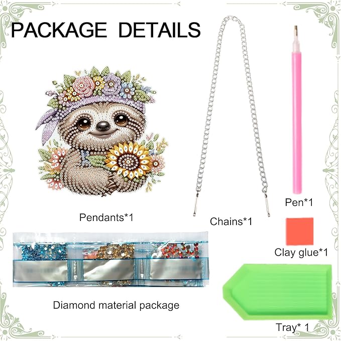 Tontut Diamond Art Painting Kits Hanging Decoration, 5D Sloth Sunflower Diamond Art Painting, DIY Special Shape Diamond Craft Wall Garden Decoration, Gifts