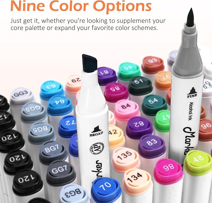Blue Alcohol Markers, 6 Pack Dual Tips Soft Tip and Broad Tip Permanent Art Marker for Artists Adults Coloring Drawing Illustration Sketching Painting (Blue)