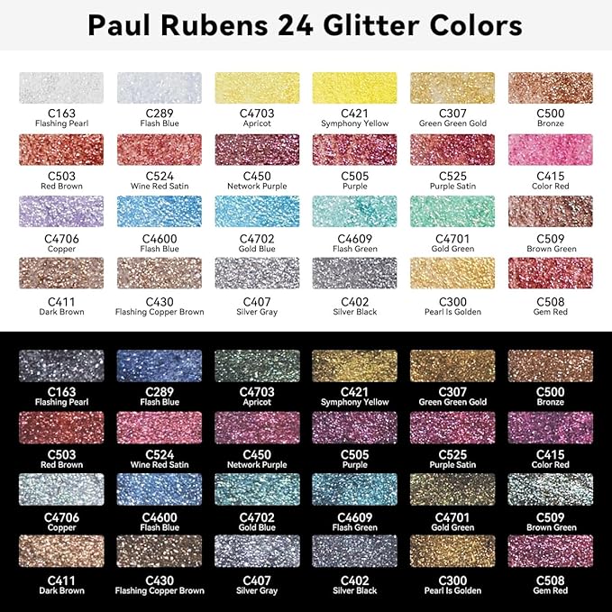 Paul Rubens Professional Metallic Watercolor Paints Set, Pearl Paint, Portable Metal Case with Palette, Set of 24 Half Pans, Art Supplies for Artists, Beginners, Hobbyists, Students