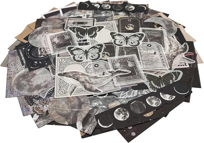 Vintage Ephemera Scrapbook Stickers,100 Pieces Star Universe Bundle Junk Journal Kit Supplies Material Paper Pack Decorative Aesthetic for Craft Art Bullet Junk Journal Planner Collage Album
