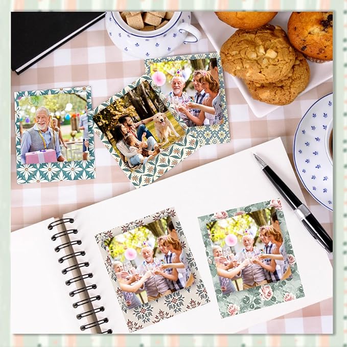 24 Sheets Scrapbook Paper 12" Double-Sided Photo Backdrop Bohemian Patterned (Floral Design K)