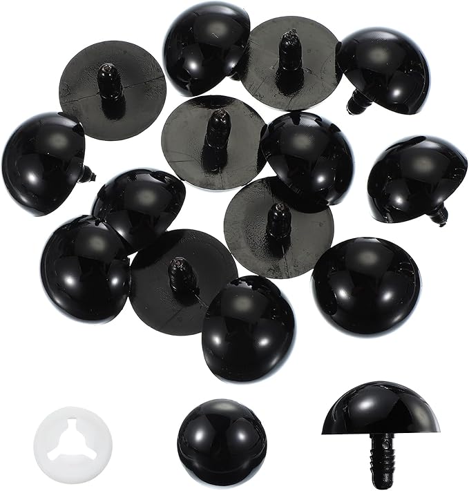 PATIKIL 30mm Safety Eyes, 20 Pcs Plastic Craft Protective Film Safety Eye with Washers for Stuffed Animals Crochet Toys Dolls DIY Craft Making, Black