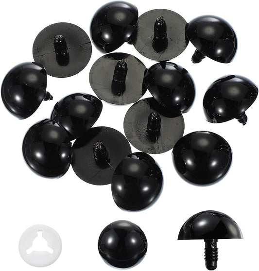 PATIKIL 30mm Safety Eyes, 20 Pcs Plastic Craft Protective Film Safety Eye with Washers for Stuffed Animals Crochet Toys Dolls DIY Craft Making, Black